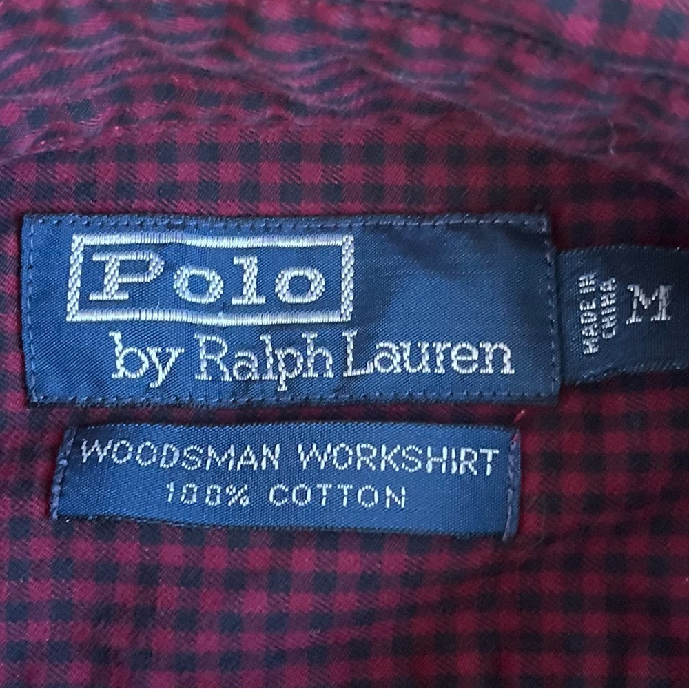 Polo Ralph Lauren Woodsman Workshirt Mens Medium‎ Red Plaid Lumberjack Pockets - Picture 2 of 6